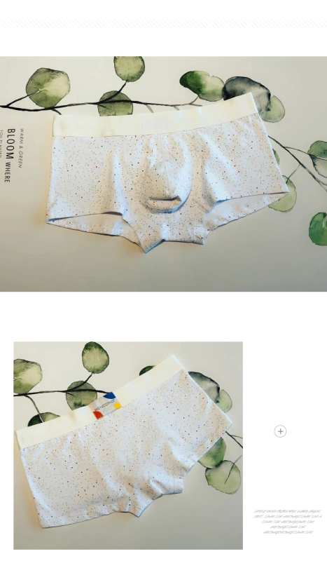 Đồ lót nam Chất liệu cotton nam tinh xảo in hình túi chữ U thoải mái eo thấp gợi cảm quần boxer quần short vuông