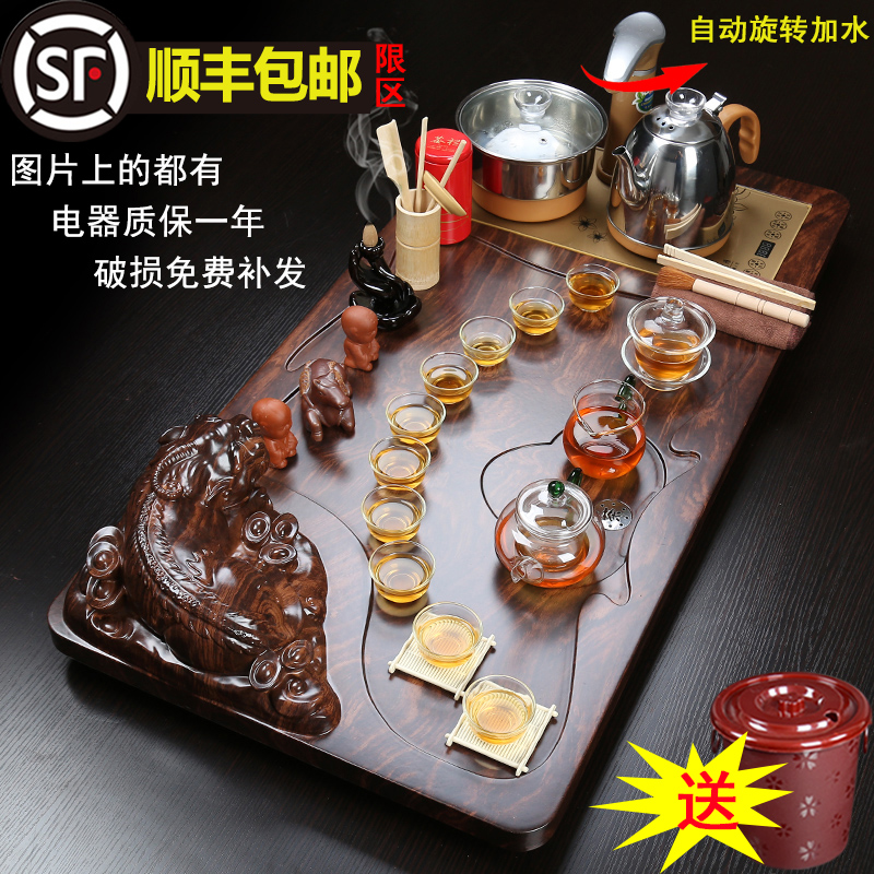 Zhuo royal ceramic kung fu tea set office household contracted tea table of a complete set of automatic electric furnace solid wood tea tray