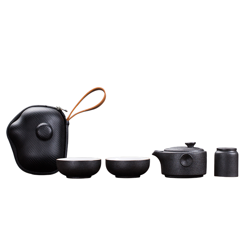 Zhuo imperial Japanese kung fu tea sets ceramic portable package of a complete set of a pot of two cups of household contracted the teapot tea pot