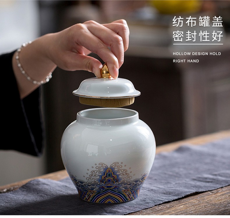 Zhuo royal pu - erh tea half jins seal storage tank a large household round as cans ceramic POTS of tea caddy fixings