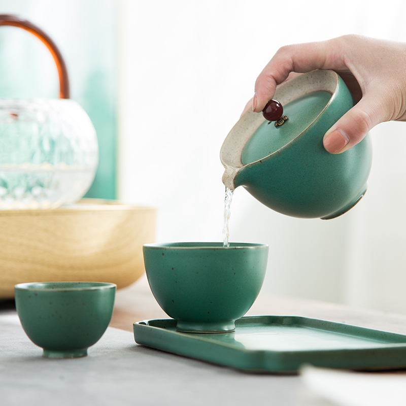 Zhuo royal porcelain kung fu tea set a pot of two cups of tea tray teapot teacup home office small set of simple portable