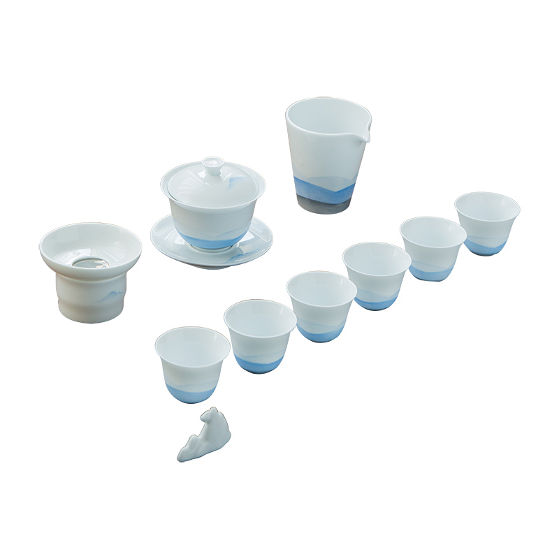 Zhuo royal creative kung fu tea set hand made white porcelain tea sample tea cup GaiWanCha sea office household contracted