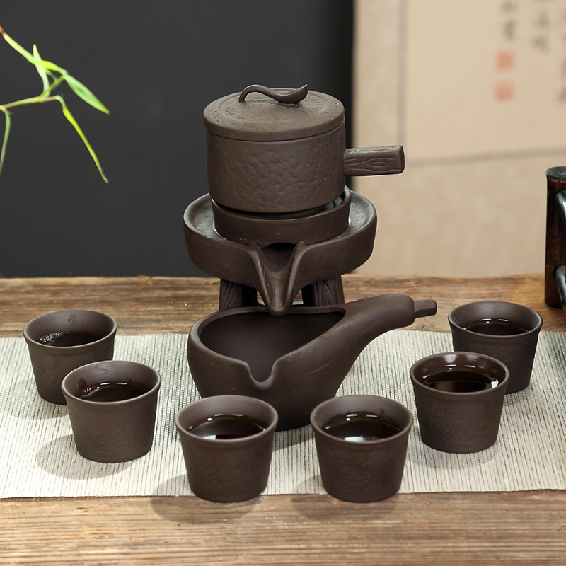 Zhuo royal kung fu tea set suit creative lazy semi - automatic tea purple sand pottery and porcelain of a complete set of archaize home office