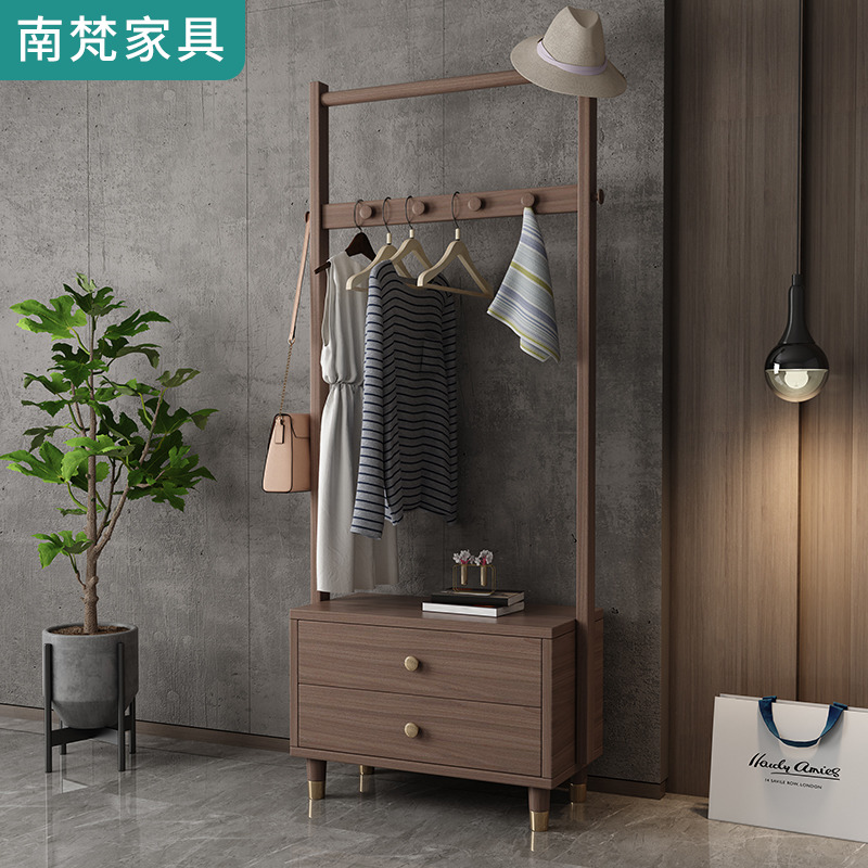 Solid wood clothes hat rack floor bedroom hanging clothes hanger Nordic Living room clothes rack minimalist modern storage cabinet New Chinese