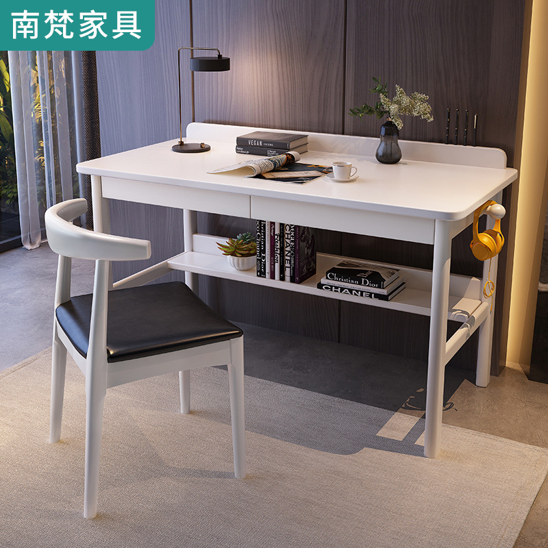 Nordic all solid wood white desk bedroom student home desk small apartment simple office desktop computer desk