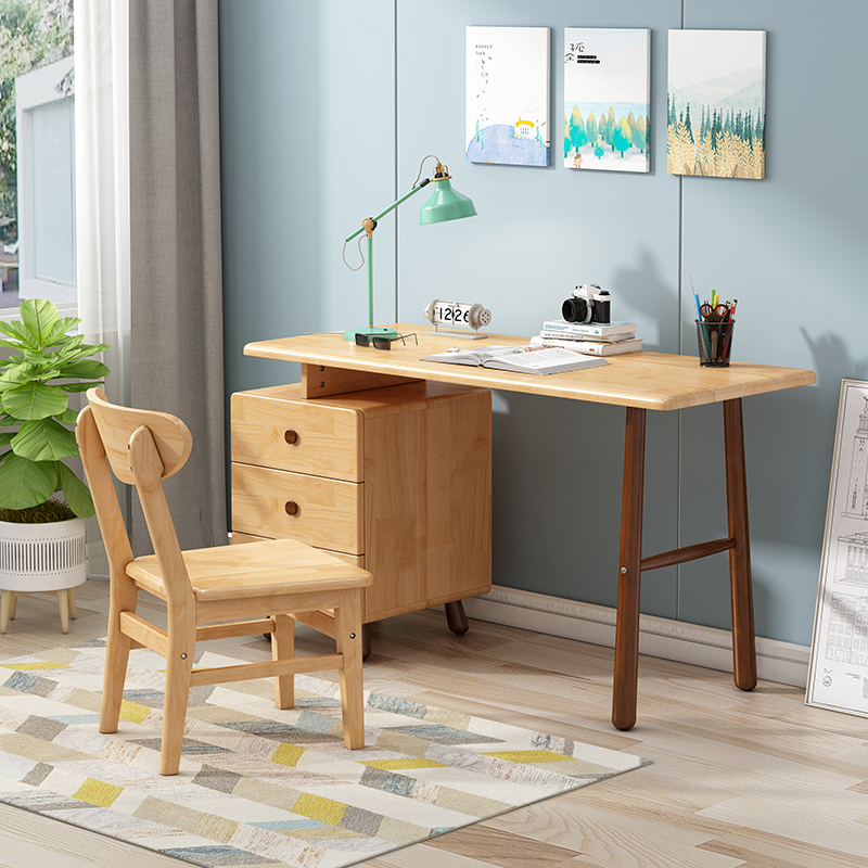 Children desk bookcase integrated table 1 1 m long student study table home bedroom Nordic simple solid wood desks