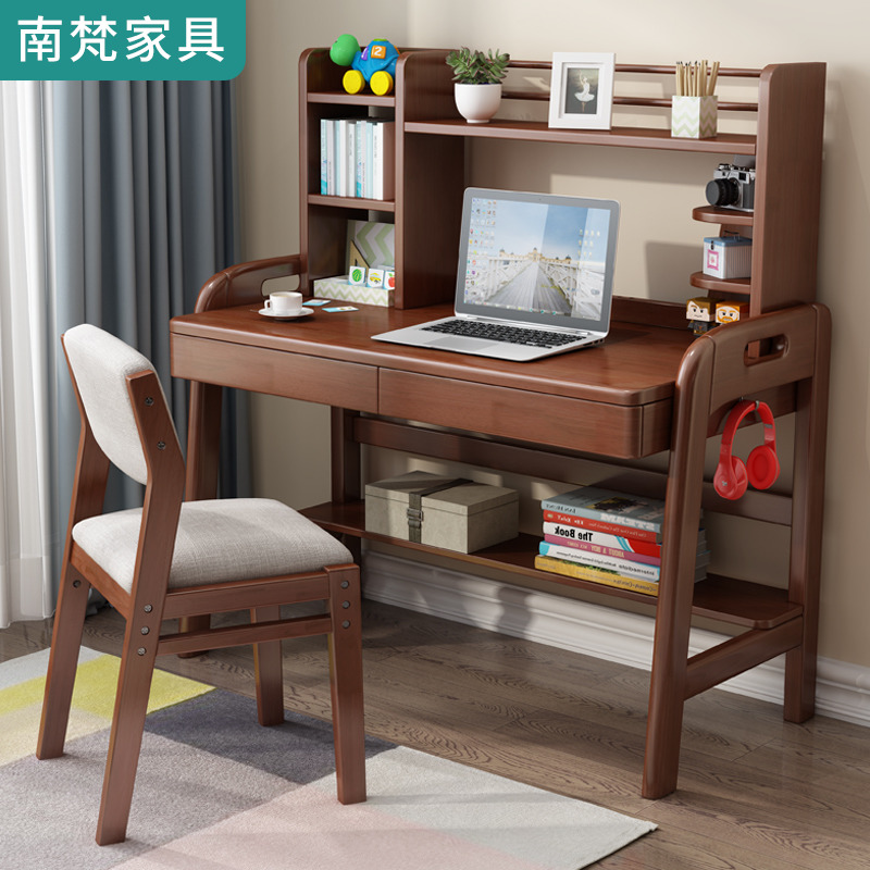 Solid Wood Lifting Desk Brief Home Modern Computer Desk Bookshelves Integrated Primary And Middle School Nordic Study Table