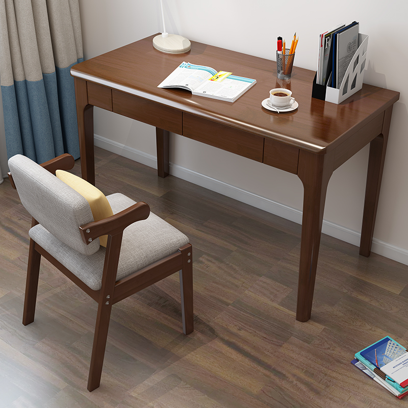 Full Solid Wood Desk Brief Student Bedroom Writing Desk Nordic Desktop Computer Desk Desk Log Desk Home-Taobao