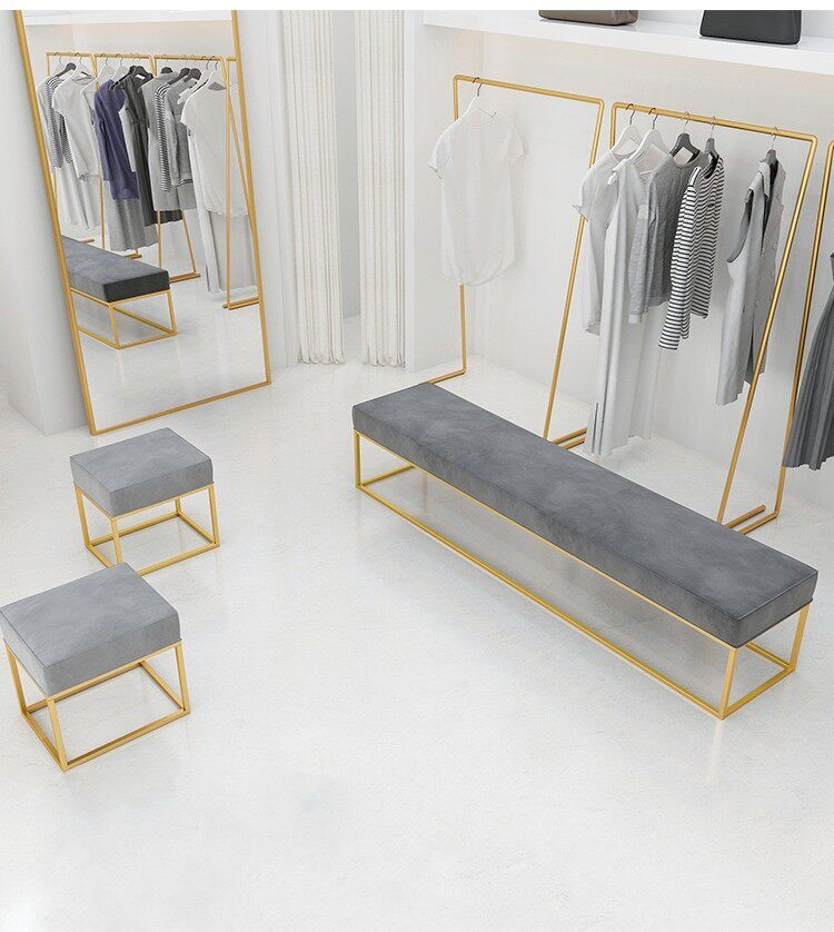 Clothing store shoe changing stool fitting room rest bench shoe shop Nordic shop dressing room simple long strip shoe trial stool