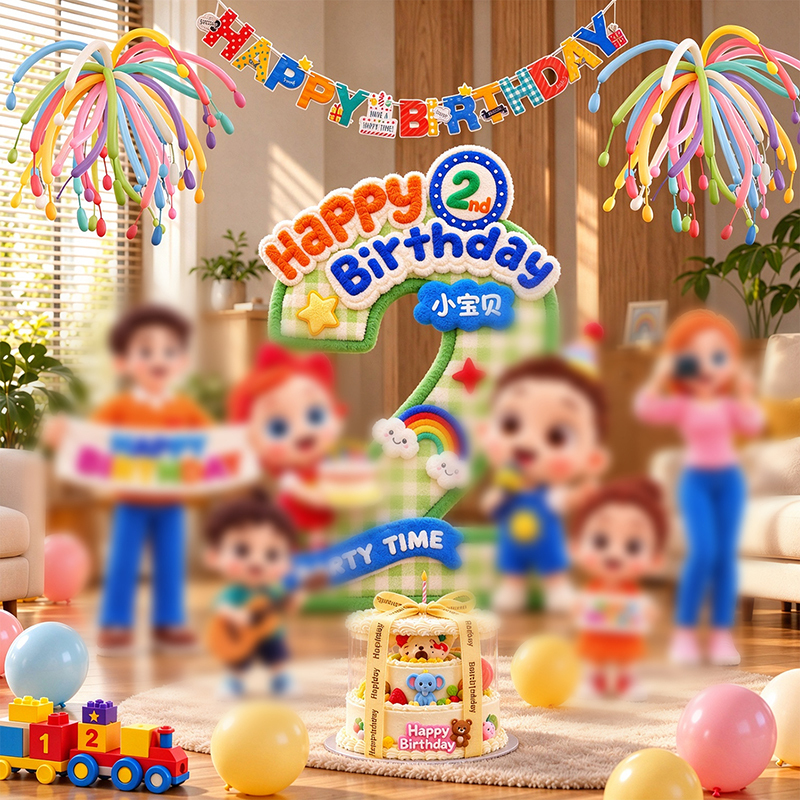 Ina and Chacha's 2Nd Birthday Scene Decoration 3-Year-Old Boy Girl Children's Jojo Theme Background Kt Board Ina and Chacha's 2Nd Birthday Scene Decoration 3-Year-Old Boy Girl Children's Jojo Theme Background Kt Board