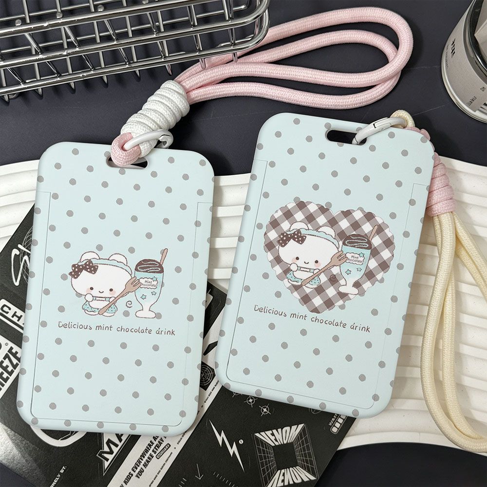Thin and delicate polka dot summer fresh sliding card holder for meal cards, bus cards, ID cards, access cards, and water cards.