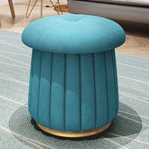 Light luxury mushroom stool change shoe stool home round stool living room fabric pier sofa stool ins simple solid wood makeup stool