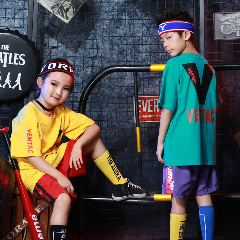 New children hip hop street dance for men and women The same students walk the show clothes jazz dance performance Costume Summer