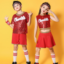 Kindergarten childrens less children group cheerleading performance clothing competition clothes elementary school students cheerleaders perform to men and women
