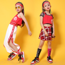 Children Jazz Dance Costumes Girls Hip Hop Bellied Navel Harnesses Out of clothing Tidal Fashion Street Dance Clothes Performance Wear