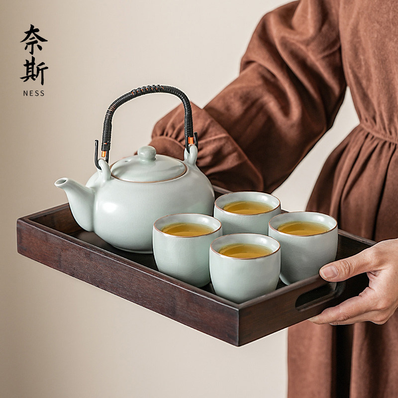 2026 новый чайный сервиз Ru Kiln Kung Fu, полный набор керамических чайников и чашек для домашнего и личного пользования