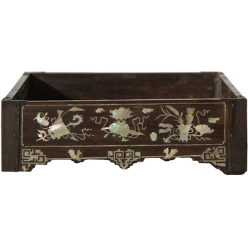 Qing dynasty mahogany inlaid mother-of-pearl square study plate