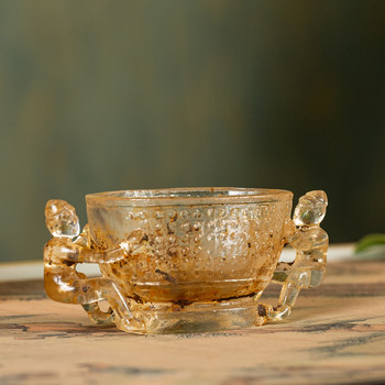 Ming dynasty crystal figure double ear cup ornament