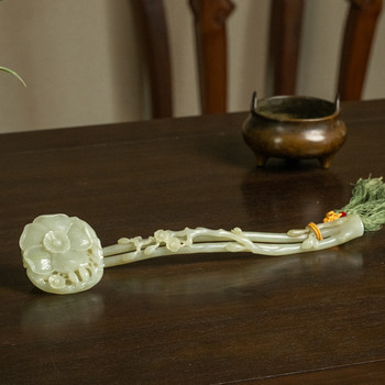 Hotan jade carved plum blossom pattern ruyi jade collection