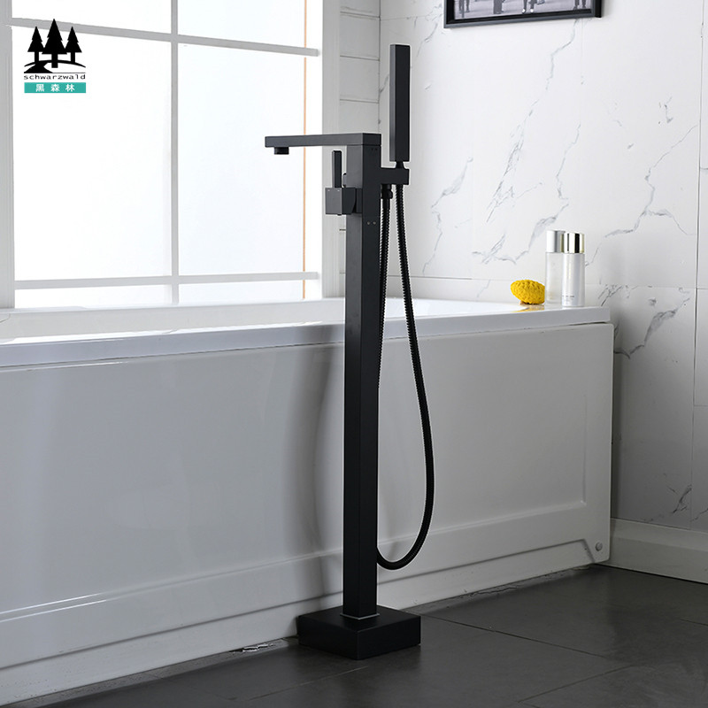 Black Forest floor-standing bathtub hot and cold water mixer black bathtub freestanding shower shower mixer set brass