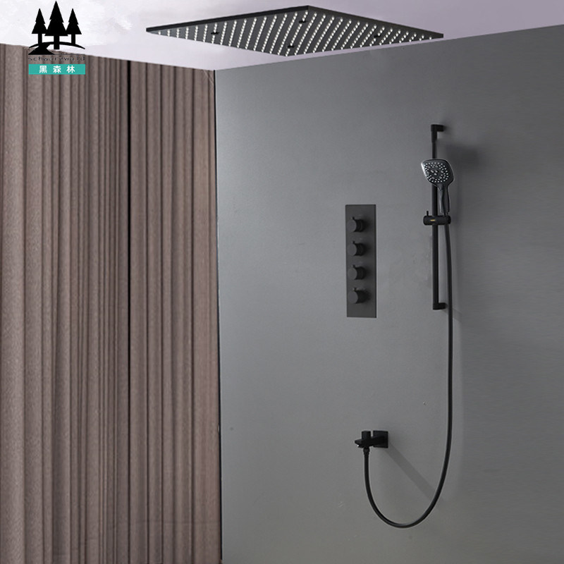 Black Forest minimal hidden wall-style shower embedded in hidden ceiling sky shower multifunctional with lamp top spray