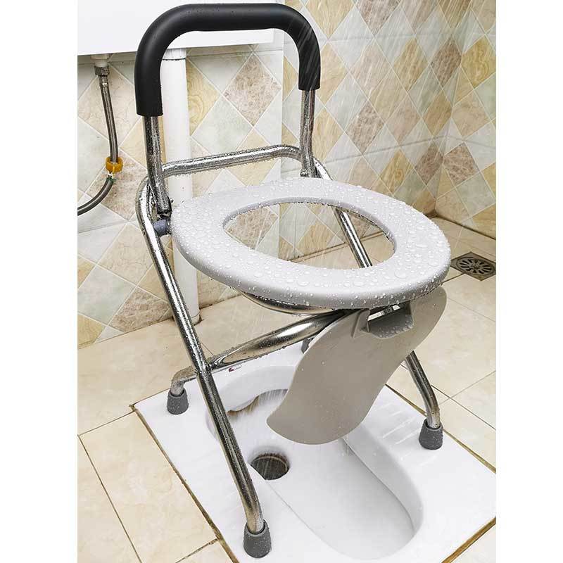 Portable toilet chair Elderly pregnant woman Folding toilet chair Squat toilet change toilet sputum tank Mobile toilet squat stool