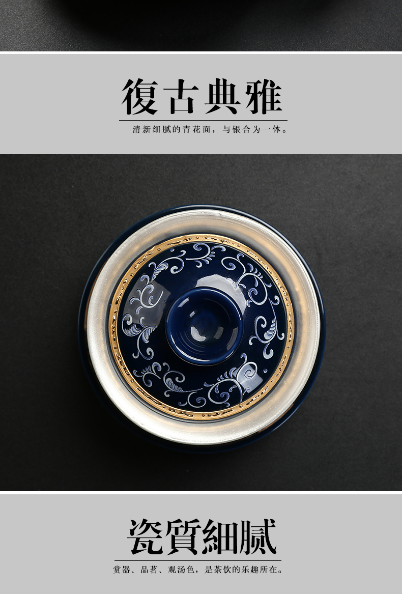 Implement the optimal product was 999 sterling silver, jingdezhen kung fu steak tasted silver gilding three bowl hand paint tureen