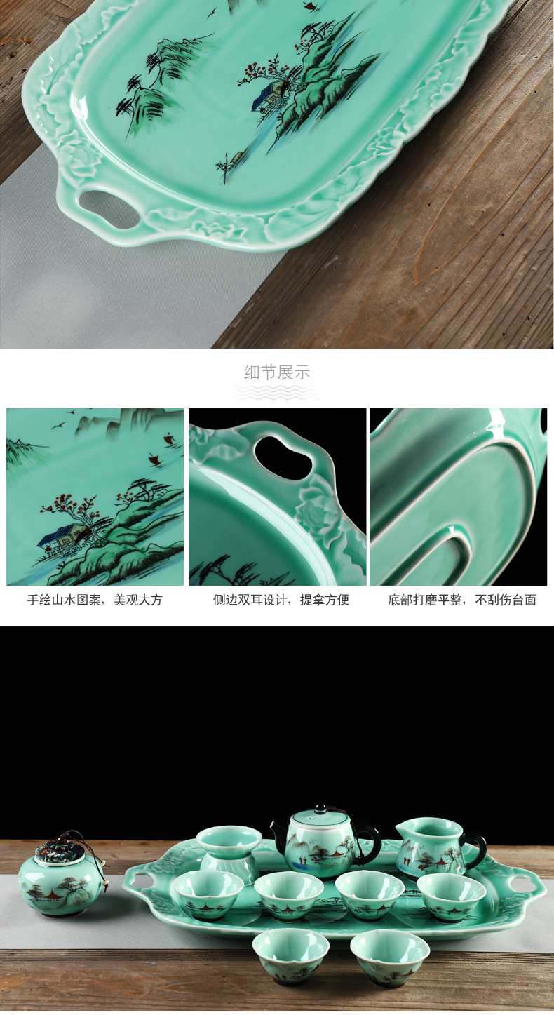 Is the best product of a complete set of celadon hand - made kung fu tea set household contracted Chinese tea tea tea cups