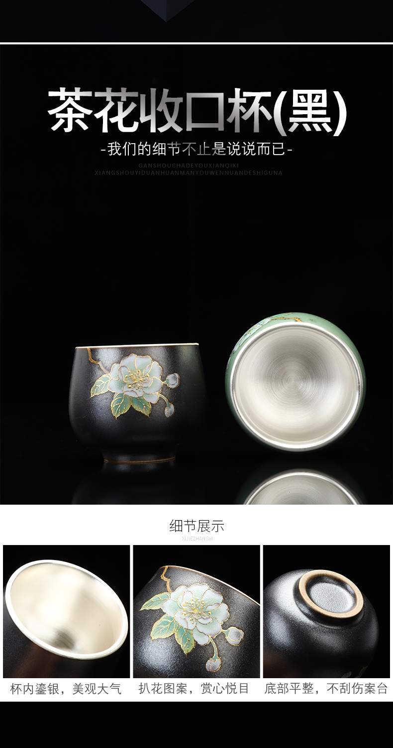 Implement the superior coppering. As silver 999 jingdezhen ceramic sample tea cup colored enamel masters cup kung fu tea cups household single CPU