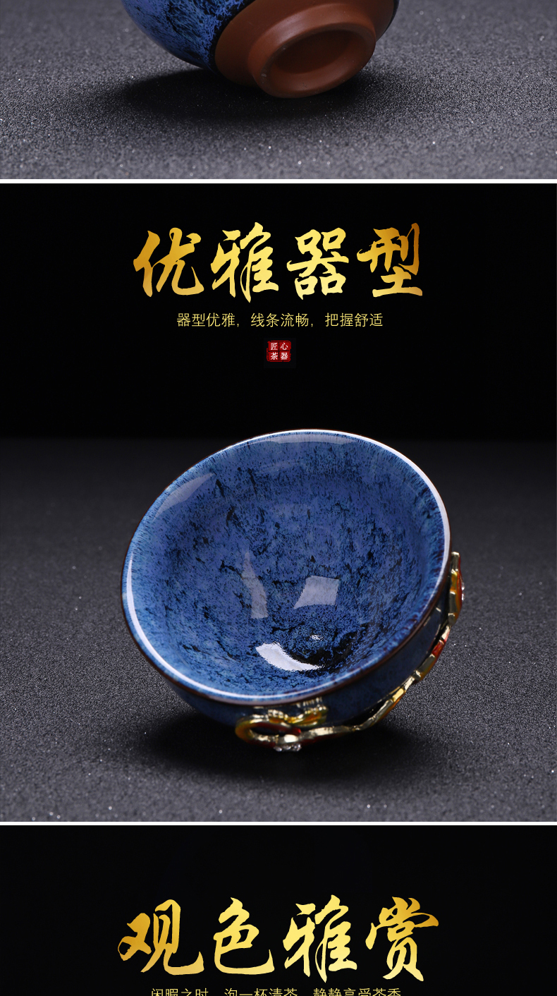 Implement the superior coppering. As silver colored enamel longfeng cup checking ceramic masters cup sample tea cup kung fu tea set large single CPU