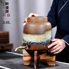Пузырь бутылки 听壶居 紫砂水缸日式陶瓷中药泡酒罐带龙头酒坛凉水壶酱油壶醋罐
