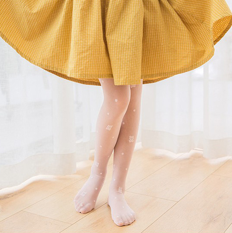 Children's stockings summer thin girls pantyhose spring and autumn baby pants meat color ultra-thin white dance socks