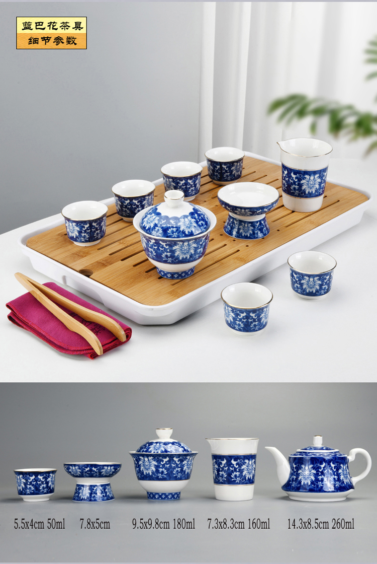 Travel the flute ceramic tea set suit portable package household contracted Japanese office teapot is suing tea tray cups