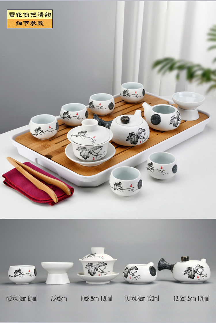 Travel the flute ceramic tea set suit portable package household contracted Japanese office teapot is suing tea tray cups