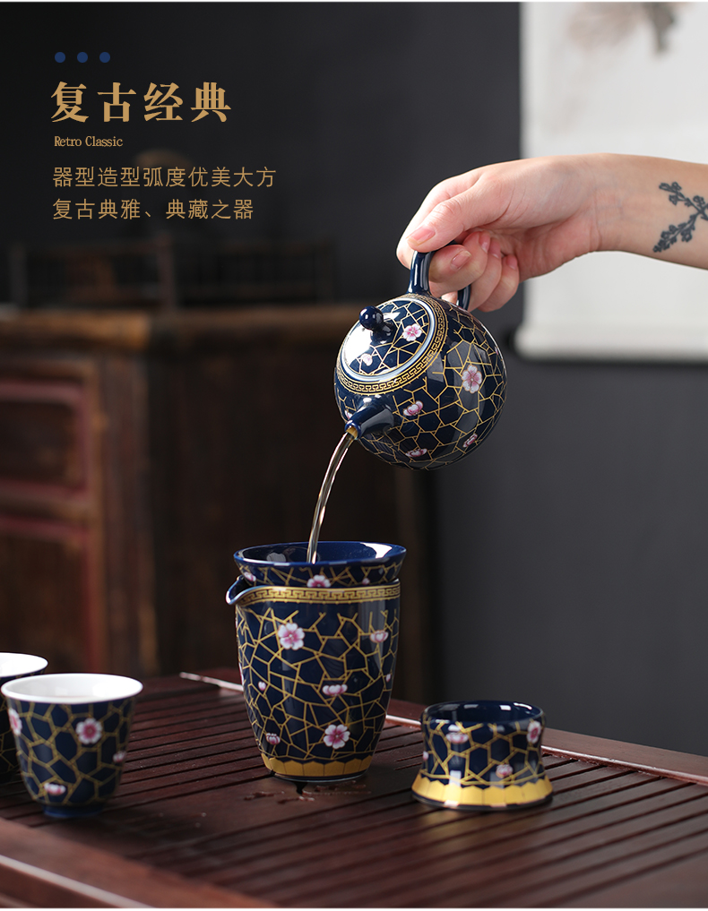 The flute imitation an inset jades was suit household retro kung fu tea cups jingdezhen ceramic tea pot lid bowl of office