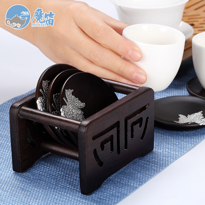 The flute ebony wood tea cup mat cup mat insulation tea kungfu tea saucer creative tea accessories