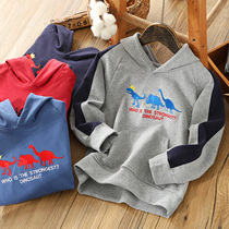 Boys clothes Spring and Autumn Tide big children hooded cotton foreign style base shirt children Korean fashion loose top