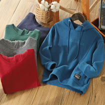 Boy outside wearing hooded clothes 2021 spring and autumn clothes new leisure long sleeve childrens coat tide big childrens clothing loose