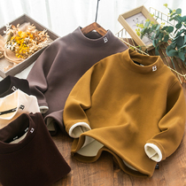 Childrens fleece thick bottoming shirt 2022 winter new middle and big children thickened long-sleeved warm long-sleeved T-shirt underwear