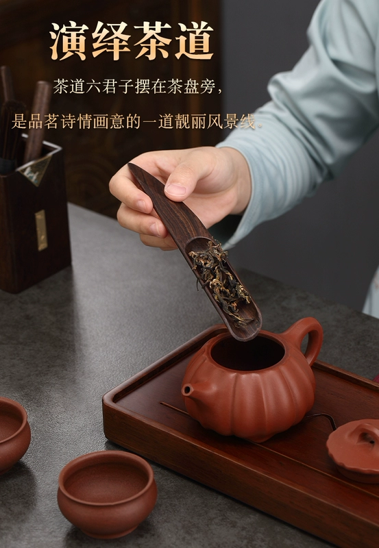 Jiutang Trà Đạo Sáu Quý Ông Gỗ Mun Gỗ Chắc Chắn Kẹp Trà Kung Fu Trà Phụ Kiện Trà Bộ Dao Nồi Giữ bút