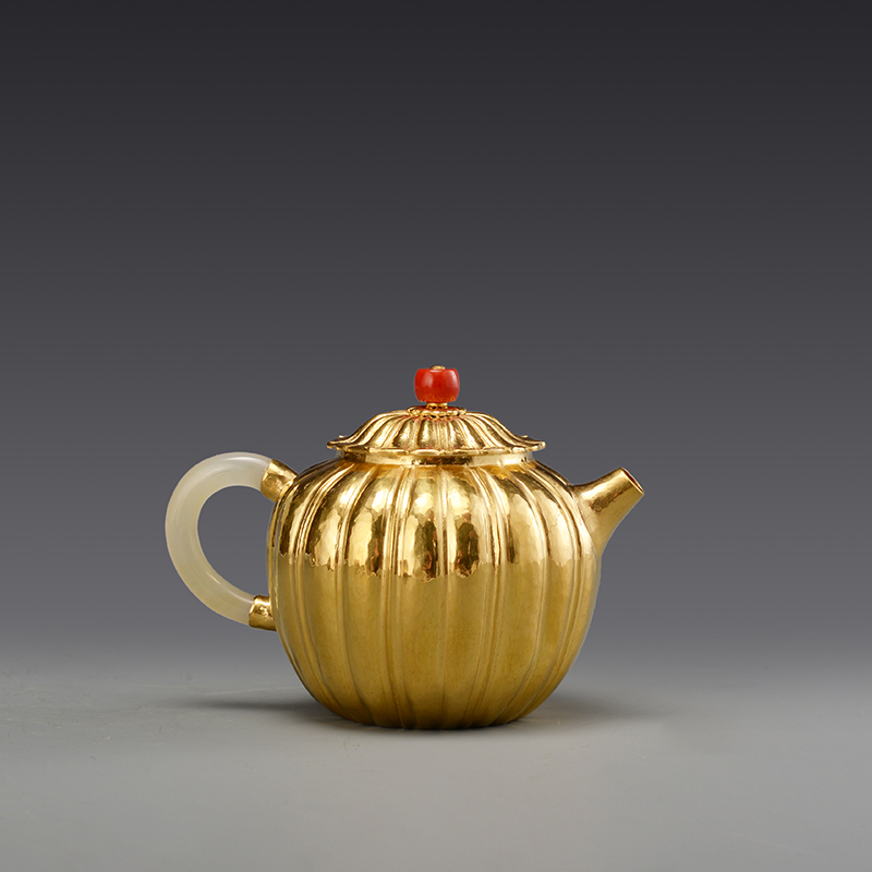 Japanese fine workshop gold pot thousand feet gold pure gold 999 handmade mouth to play chrysanthemum petal type middot urgent must