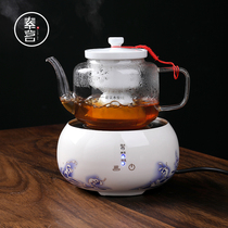 Suming high-grade automatic glass tea maker set home office meeting guest steamed tea hand-painted touch screen electric pottery stove