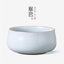 Ceramic kung fu tea set Ru kiln tea wash tank water bowl large open piece built water Tea slag Basin tea bucket household tea ceremony accessories