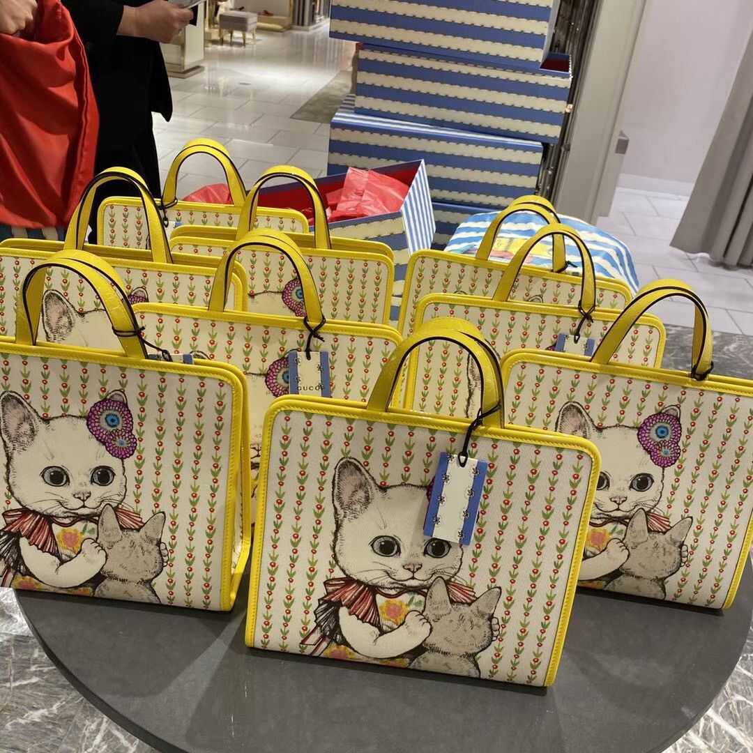 日本代购gucci日本限定猫咪包兔子托特包童包樋口裕子合作款