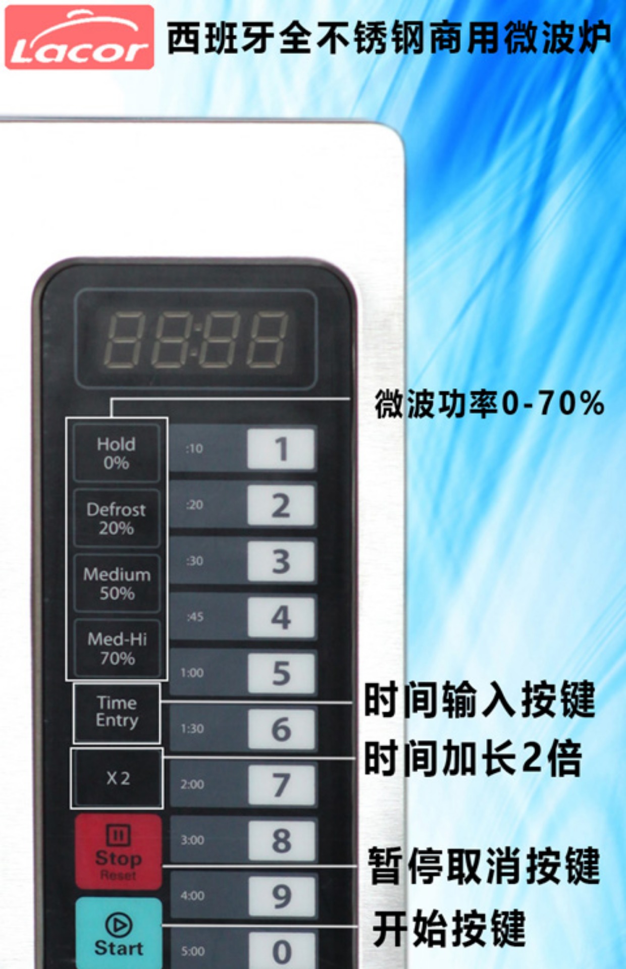Tây Ban Nha labcor lò vi sóng thương mại tần số cao đầy đủ thép không gỉ 25L loại phẳng công suất vi sóng 1000W lò vi sóng có nướng loại nào tốt
