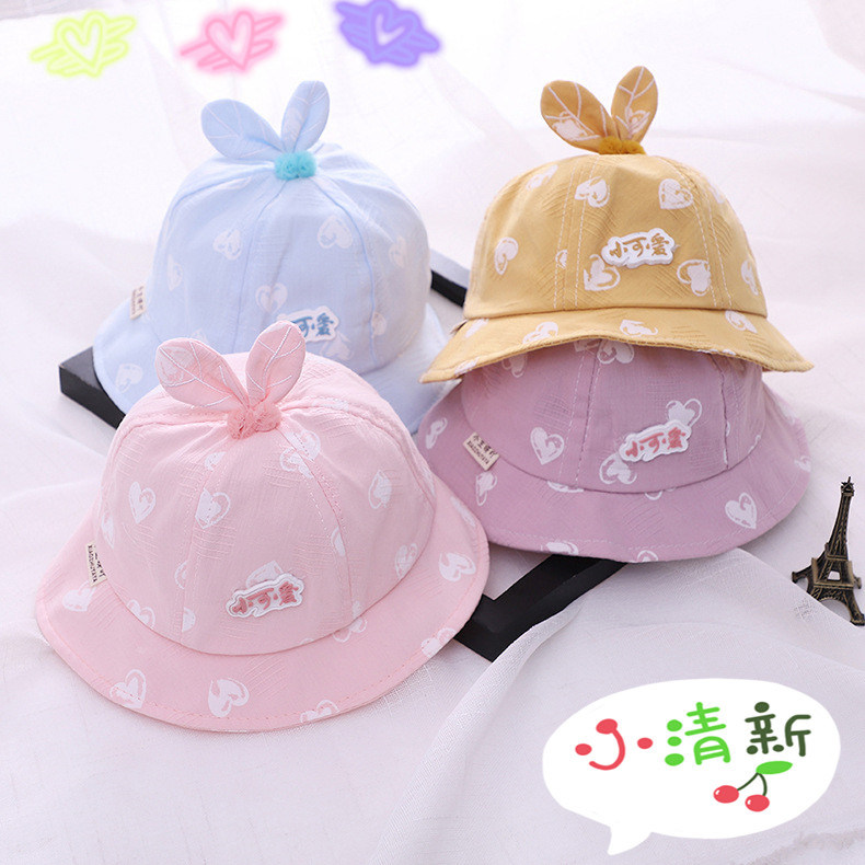 Baby hat cute super cute spring and autumn princess basin hat summer thin section sun hat spring baby fisherman hat shade