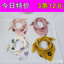 Baby triangle towel thin spring and autumn saliva towel cotton baby triangle towel windproof scarf children scarf small square scarf