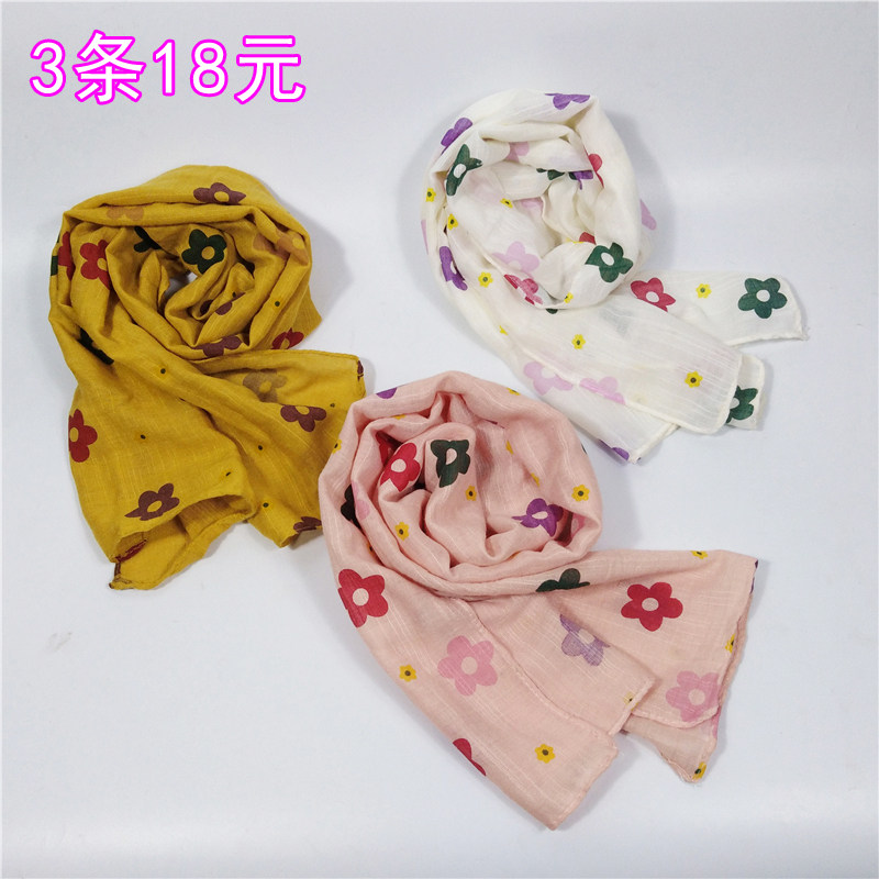 Children's scarf spring and autumn thin section Korean version boys and girls silk scarf autumn and winter baby cotton linen baby windproof yarn scarf