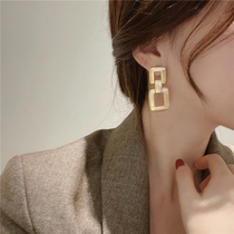 S925 Silver Needle Metal Wire Drawing Earrings Minimalist Lukewarm Wind And European Ear Spikes Advanced Senses Ear Pendant Temperament Exaggerated Ear Accessories