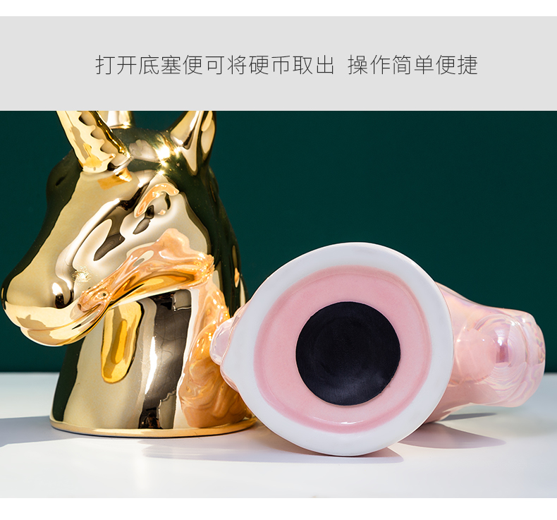 The Nordic ceramic animal iridescence unicorn piggy bank girls birthday present study of piggy bank small place decoration